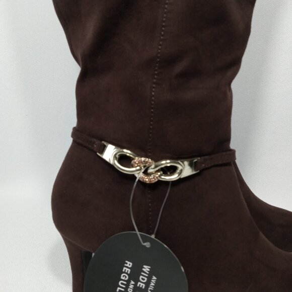 KAREN SCOTT Hanna Brown Faux Suede Knee High Wide Calf Boots Womens Size 8 - Picture 10 of 16